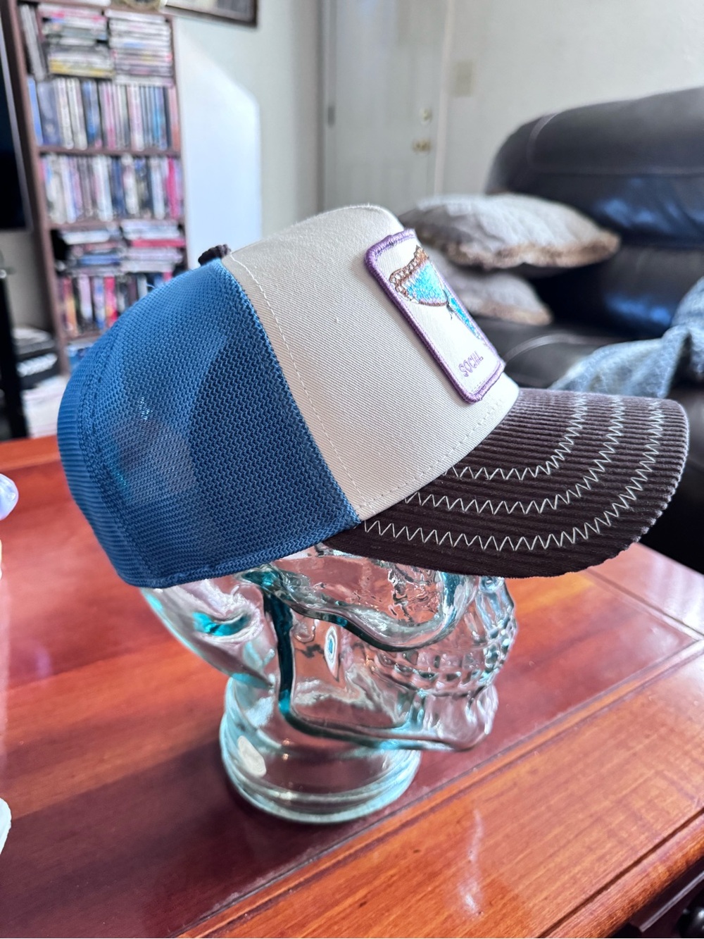 Goorin Bros. Social Butterfly Embroidered Trucker Hat - White, Blue, Gray - Picture 4 of 12